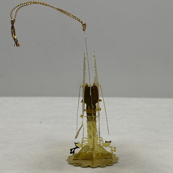 Vintage Gold-Tone Carousel Horse Ornament Intricate Detailing 3D Metal 3.5" - Picture 5 of 10